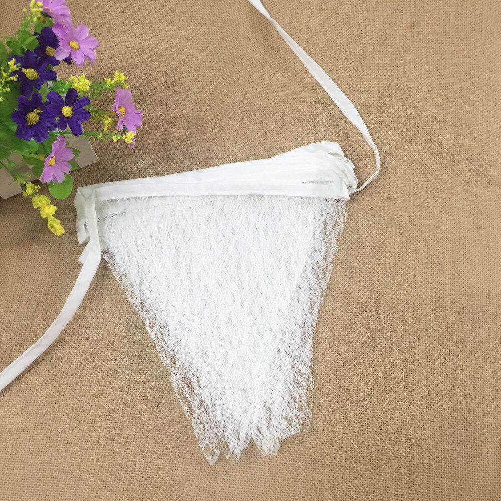 Witte kanten bloemenwimpel voor bruiloften, decoratie voor evenementen en feesten