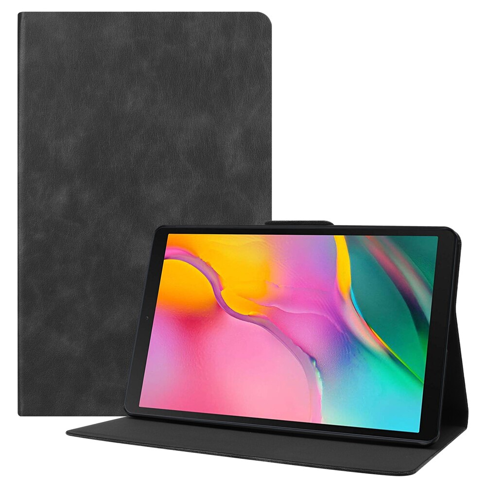 Case Voor Samsung Galaxy Tab Een 10.1 Inch Tablet T510/T515 Pu Leather Folding Stand Folio Cover Met meerdere Kijkhoeken: Black