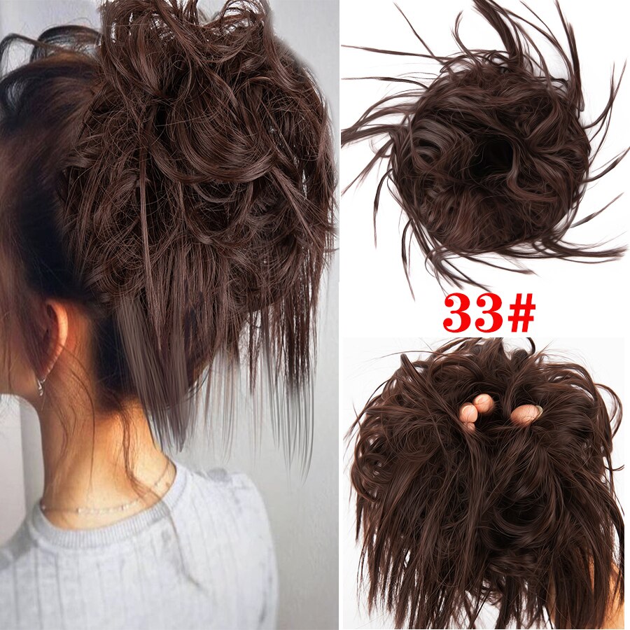 Alileader Synthetische Chignon Messy Knot Warrige Haarstukje 13 Kleur Elastische Band Chignon Synthetische Flexibele Haar Broodjes Voor Vrouwen: 33 jiwei