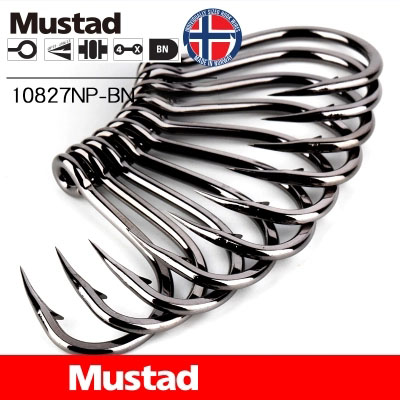 Mustad fiskekrokar 10827np- bn karp krok 1# 1/0 -12/0 södra olje jätte hav taggad fisk krok svart fisk