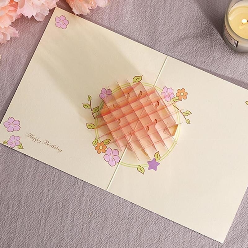 3D w górę kartka urodzinowa kryształbyć winnym ciasto karta dla dziewczyny dzieci żona mąż urodziny ciasto kartka z życzeniami pocztówki prezenty karty