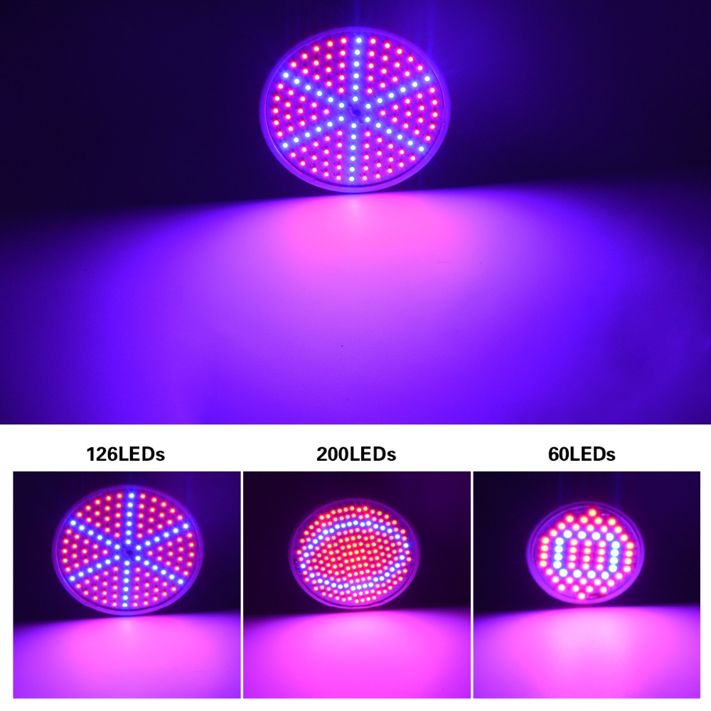 Full spectrum LED Grow Light Bulbs 60 126 200 LED Lamp for Seeds hydro Flower Greenhouse Veg Indoor garden hydroponics E27 220V