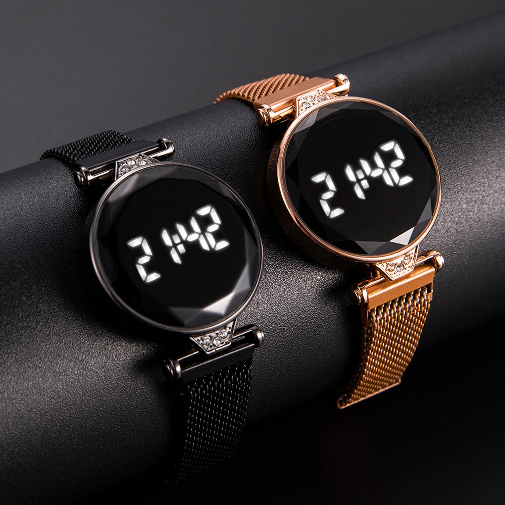 Montre-Bracelet magnétique milanaise pour femmes, montre-Bracelet de Sport numérique LED, horloge électronique pour dames et filles