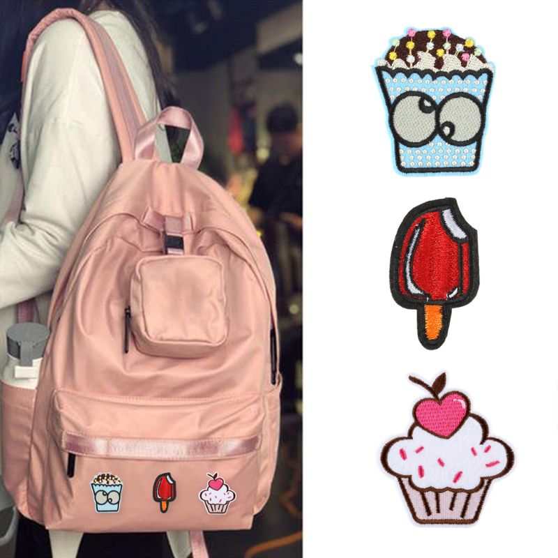 14 Uds. Parches de tela de dibujos animados para postres y magdalenas, parches de hierro para niños, apliques de costura decorativos bordados para bolsa de ropa DIY