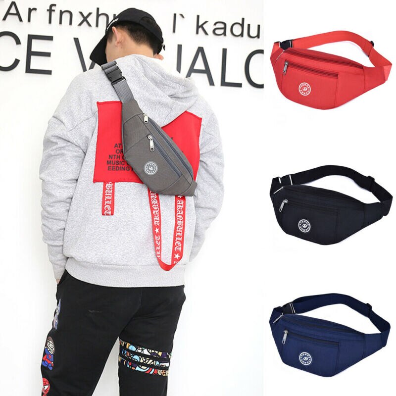 B & L Frauen Männer lässig Sport Reise miserabel Tasche fanny Pack Einfarbig Reißverschluss Taille Pack