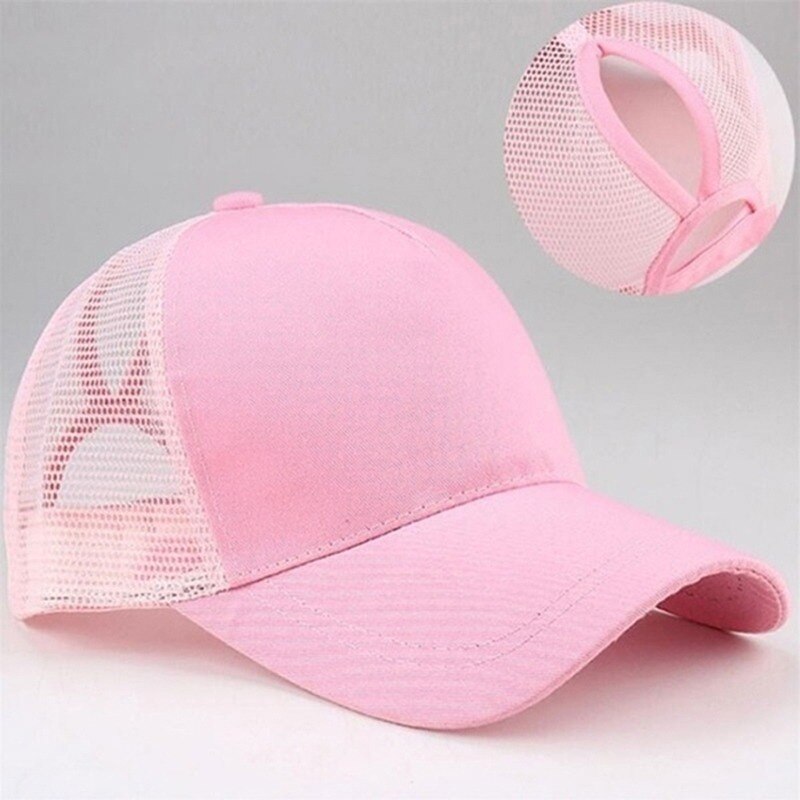 Ponytail Baseball Cap Summer women's Adjustable Black Hat Messy Cap Casual Cotton Girl Snapback Mesh Cap
