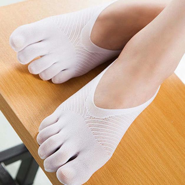 Women Five Toe Socks Female Socks Summer Thin Silk Transparent Boat Solid Women's Socks: White