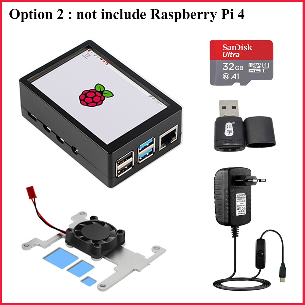 Raspberry Pi 3.5 Inch Touch Screen 480*320 Mhs Lcd Display Met Abs Case Cooling Fan Voor Raspberry Pi 4 Model B 4B 2Gb 4Gb 8Gb: Option 2