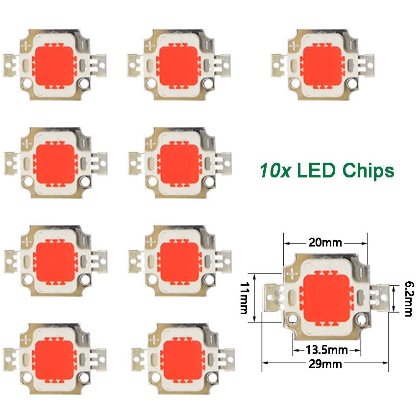 10Pcs Led Chip Cob Dc 12V 3W Rode Schijnwerper Lampen Kralen Heldere Verlichting Diy Verlichting