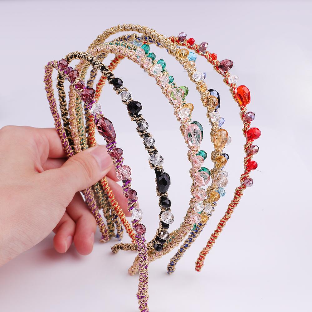 Aurstria-bandeau cheveux cristal arc-en-ciel | Accessoire pour mère de mariée, 14 couleurs, avec larges bords, strass,