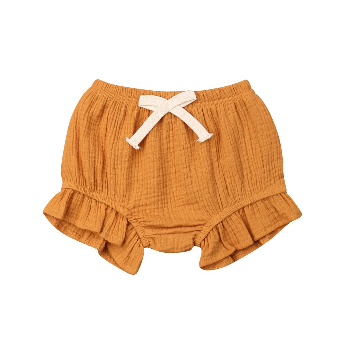 Bébé bébé fille coton couleur unie à volants PP Shorts couches couches couvre Bloomers vêtements d'été 0-18 M: Jaune / 3M