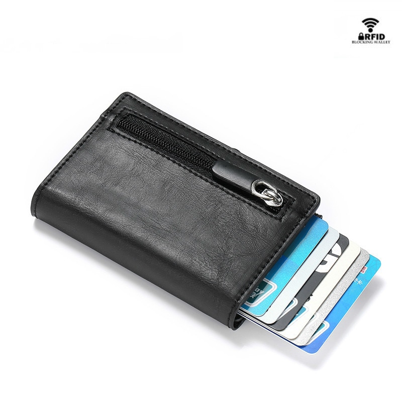 Bisi Goro Rfid Portemonnee Rfid Carbon Fiber Portemonnee Pu Lederen Card Case Enkele Doos Smart Credit kaarthouder