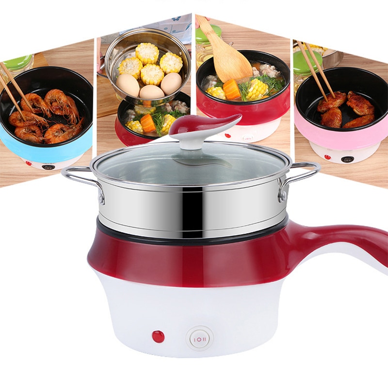Sartén eléctrica multifuncional para cocinar arroz, máquina de Cocina eléctrica, antiadherente, para cocinar fideos, vaporizador, calentador de sopa
