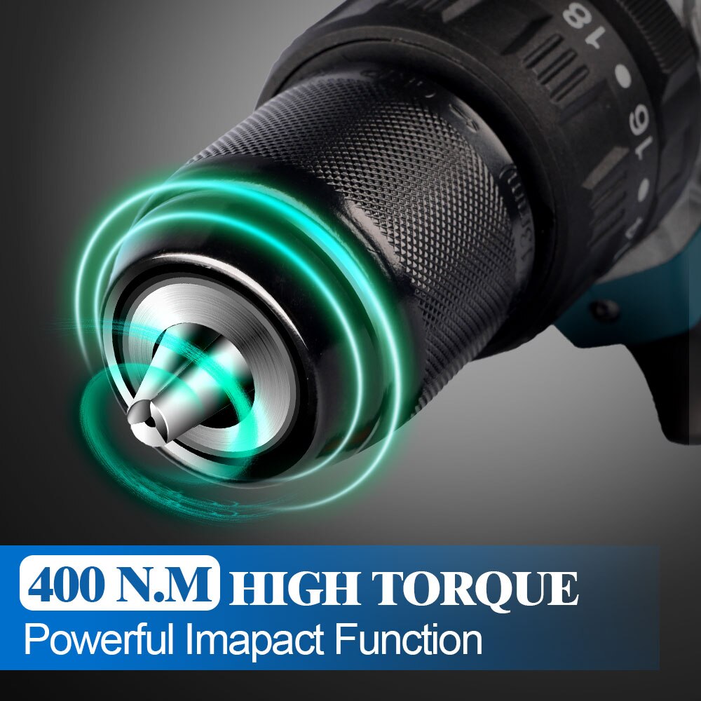18V 13mm Brushless Electric Impact Drill Cordless Electric Screwdriver for Makita Battery 1830 1840 1850 1860 Power Tool