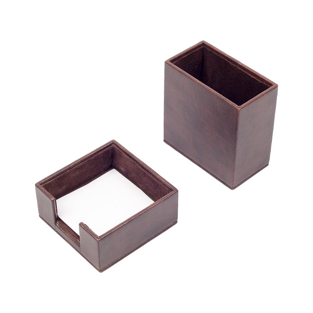 Double Desk Set / Pen Box And Note Paper Holder (Desk Organizer Office Accessories Desk Accessories Office Supplies): Brown