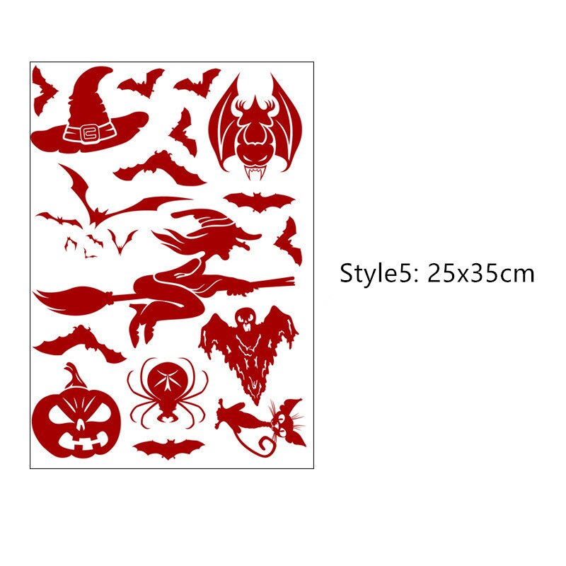 Autocollant mural avec impression de sang à la main, décorations d'halloween, autocollant avec empreinte de sang, chauve-souris de pâques: 5