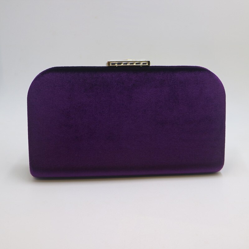 Dark Green Velvet Hard Case Box Clutch Evening Bags and Clutch Purses Handbags with Shoulder Chain for Ball Party Prom: D-Purple