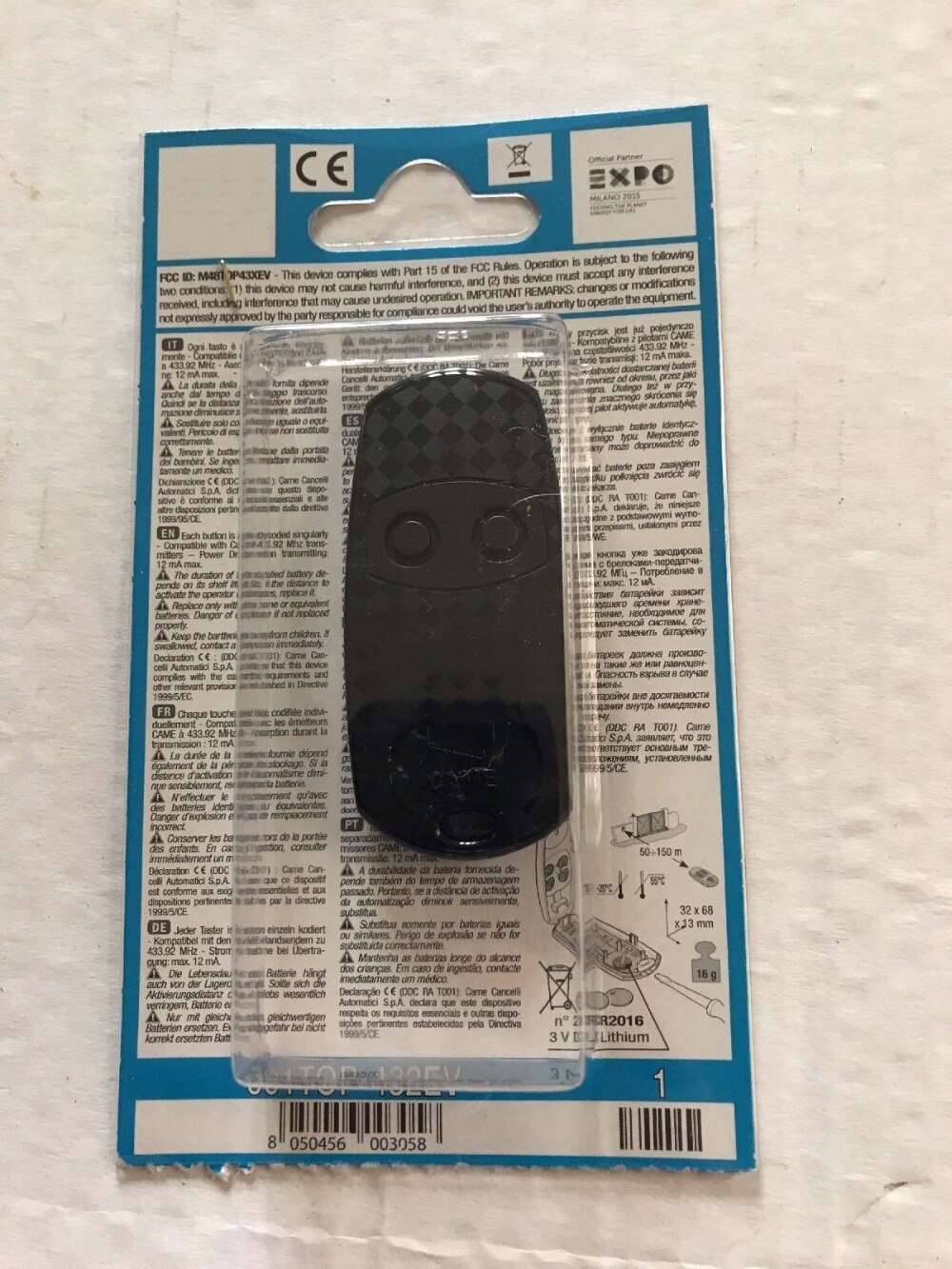 Came TOP432EE 2 Button Gate Remote Key Fob TOP432NA & TOP432EV TOP432EE