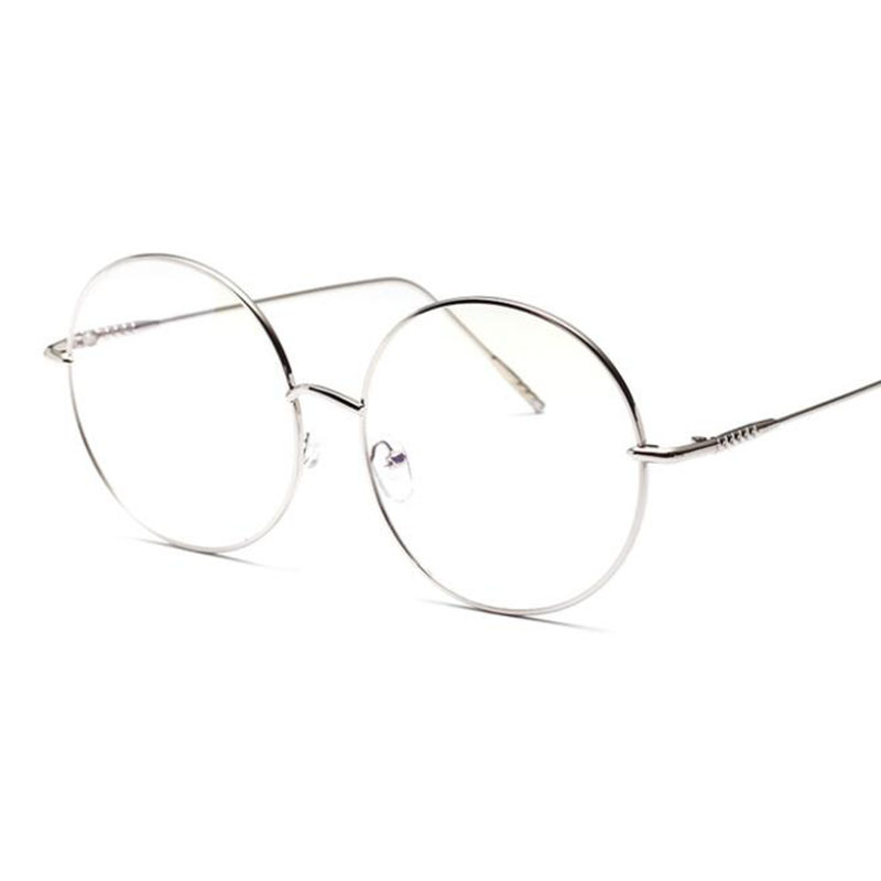 Overdimensionerede klare runde briller sølv metal stel vintage store cirkel briller mærke store store nørd briller kvinder