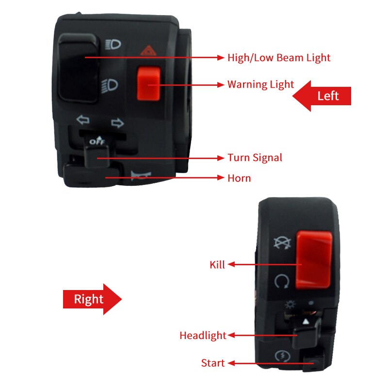 7/8 ''22 Mm Motorcycle Stuur Schakelaars Hoorn Richtingaanwijzer Elektrische Fog Lamp Light Start Doden Knoppen Motor Controller Schakelaar