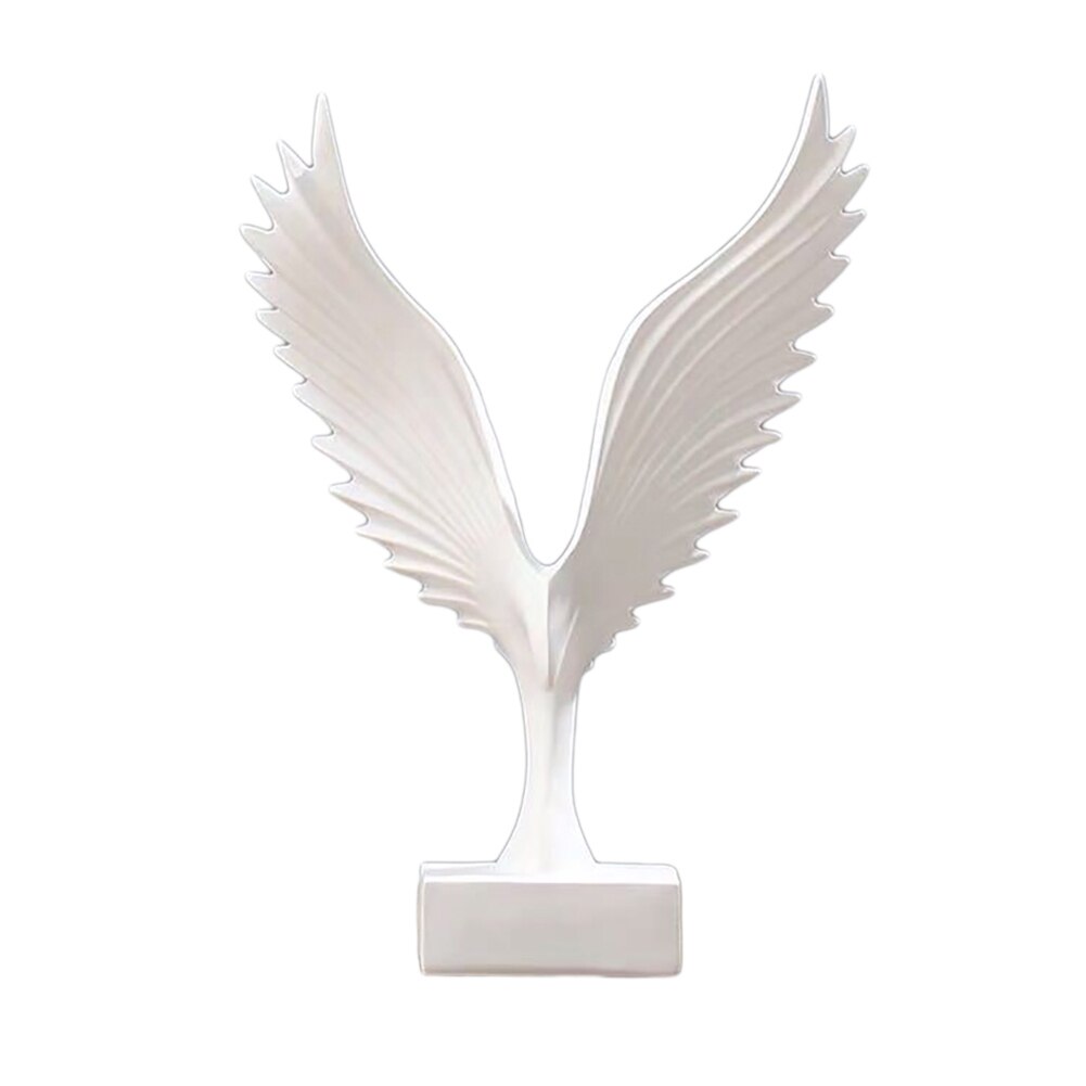 Hars Decoratieve Standbeelden Gesimuleerde Abstract Open Wing Bird Standbeeld Home Standbeelden Dier Sculptuur Muur Decoratie Home Decor: WHITE