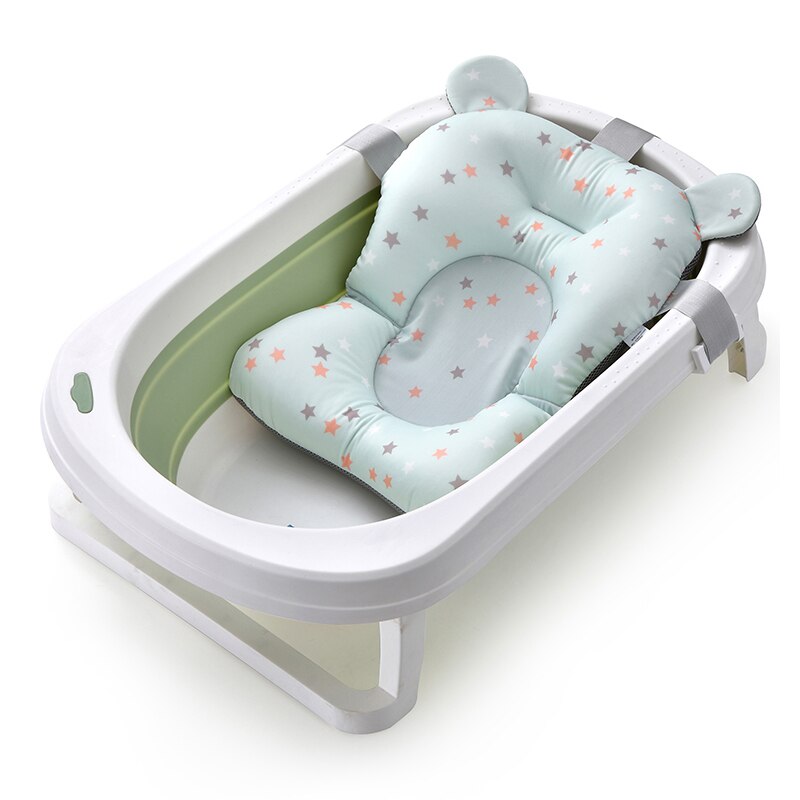 style foldable baby bathtub folding baby infant bath tub: green with  cushion