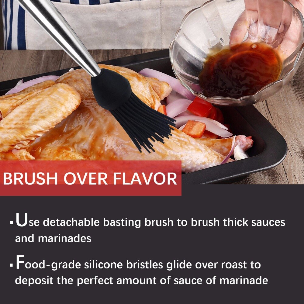 Edelstahl Huhn Türkei Baster Fleisch Spritze Marinade Injektor Einschließlich Nadel Und extra Pinsel BBQ Küche Assessoies