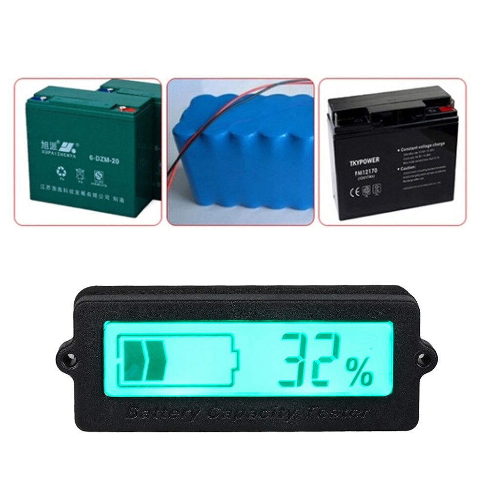 Auto 12 V-48 V lood-zuur Lithium Blue LCD Voltmeter Meter Auto Batterij Capaciteit Analyzer Monitor Motorfiets tester Indicator