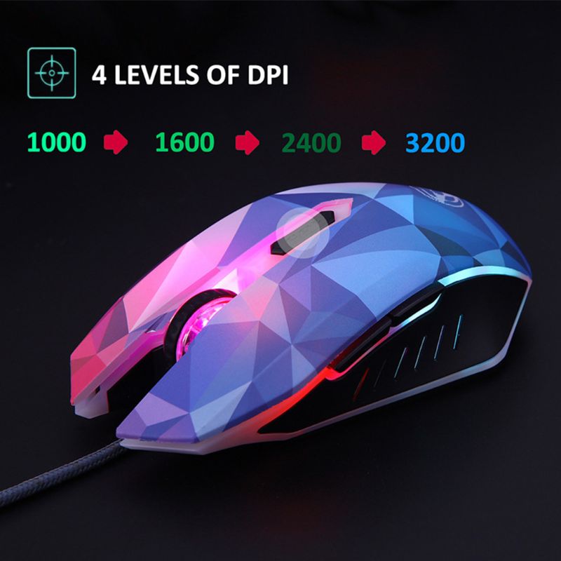 Diamond Edition Gaming Mouse Wired Mouse Gamer Optical Backlight Mouse for Computer Laptop