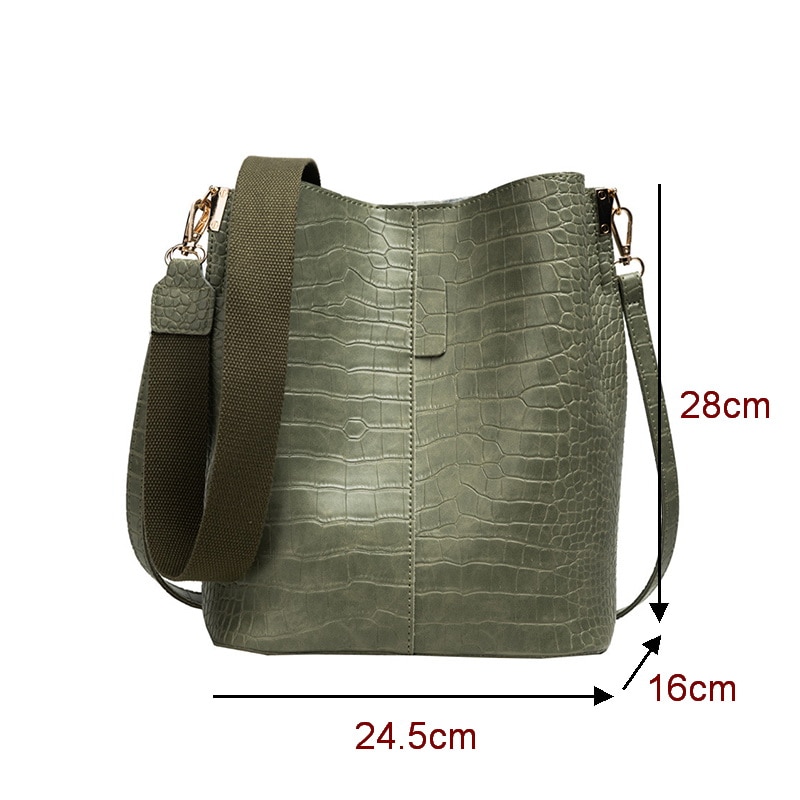 Ansloth luxe Crocodile sac à main femmes solide couleur seau sac réglable sac à bandoulière dame grande capacité sac à bandoulière HPS704