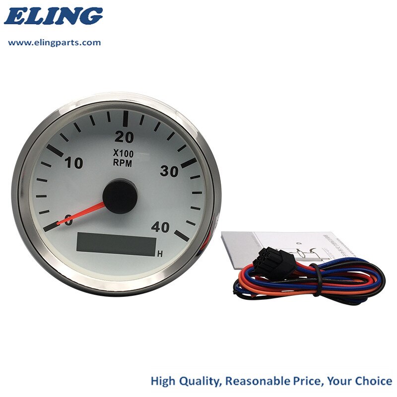 Waterproof 85mm Generator Tachometer RPM REV Counter 0-4000RPM With LED Hourmeter 12V/24V With Backlight