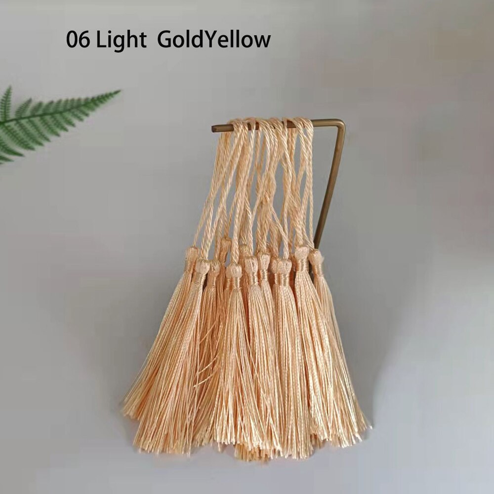 100pcs/lot 8cm Vertical Tassel Fringe Pendant DIY Party Hanging Ring Cords Tassel Curtain Home Decoration Tassel Lace: 06 LightYellow100pcs