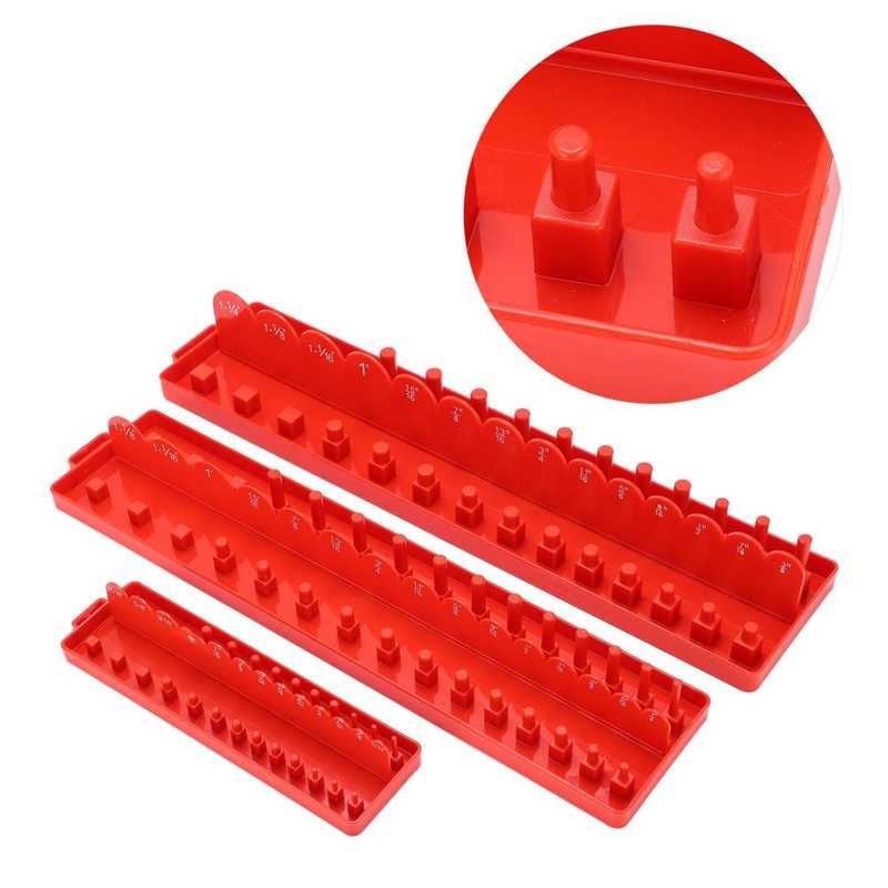 3pcs Socket Organizer Tray Set Socket Storage Multifunction Socket Storage Tool for Auto Car Repair Toolbox