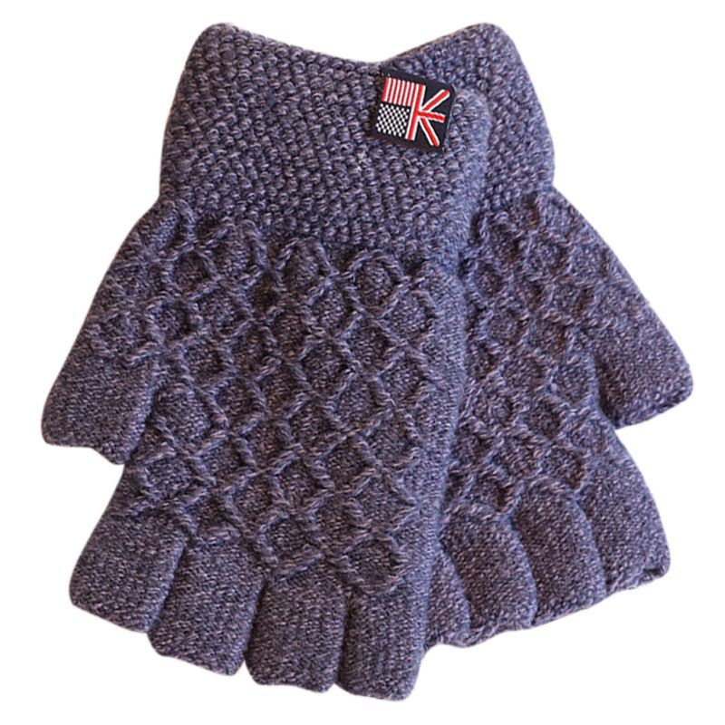 MMStudent Half Finger Winter Frostbite Gloves Casual Unisex Twist Knit Warm Gloves
