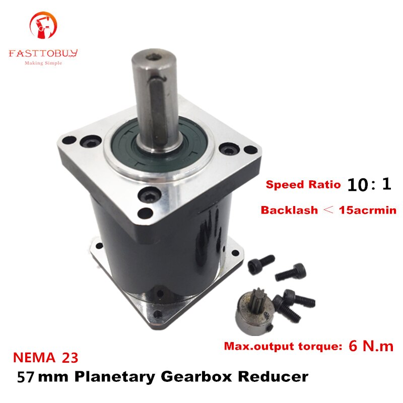 High Precision NEMA23 Planetary Gearbox 15 acrmin Planetary Reducer Ratio 10:1 for NEMA23 57mm Servo / Stepper Motor 57XG-10