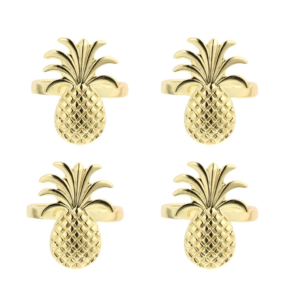 4 Stuks Kerst Ananas Servetringen Legering Servet Houder Party Decor: Default Title