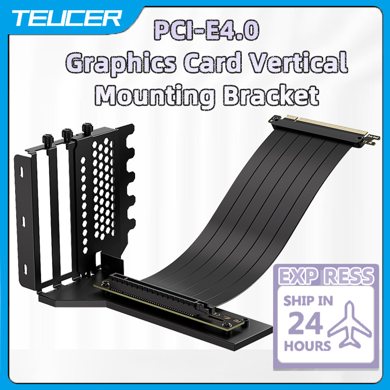 TEUCER-Soporte de montaje Vertical GPU, Kit de soporte para tarjeta gráfica con Cable elevador antiinterferencias PCI-E 4,0x16 de 20cm, 90 grados