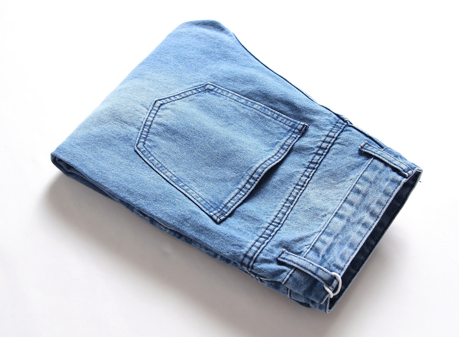 men's ripped jeans tight-fitting scratches Skinny light blue biker hip-hop stretch denim trousers Plus size 40 42