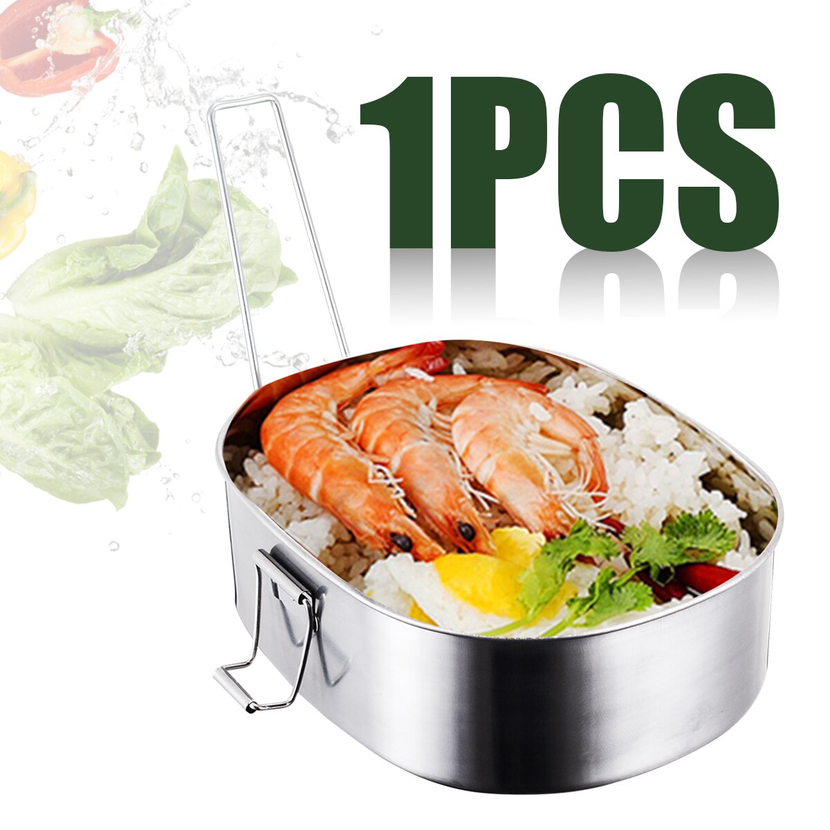 2 Layers Stainless Steel Bento Box Large Capacity Square Food Storage Container Lunch Box Portable Student Tableware
