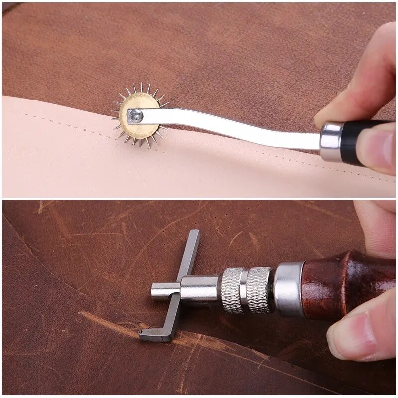 Leder Handwerk Werkzeuge Bausatz Professionelle Leder Hand NäHenne Reparatur Bausatz NäHenne schlagen Carving Arbeit Groover einstellen DIY Werkzeug einstellen