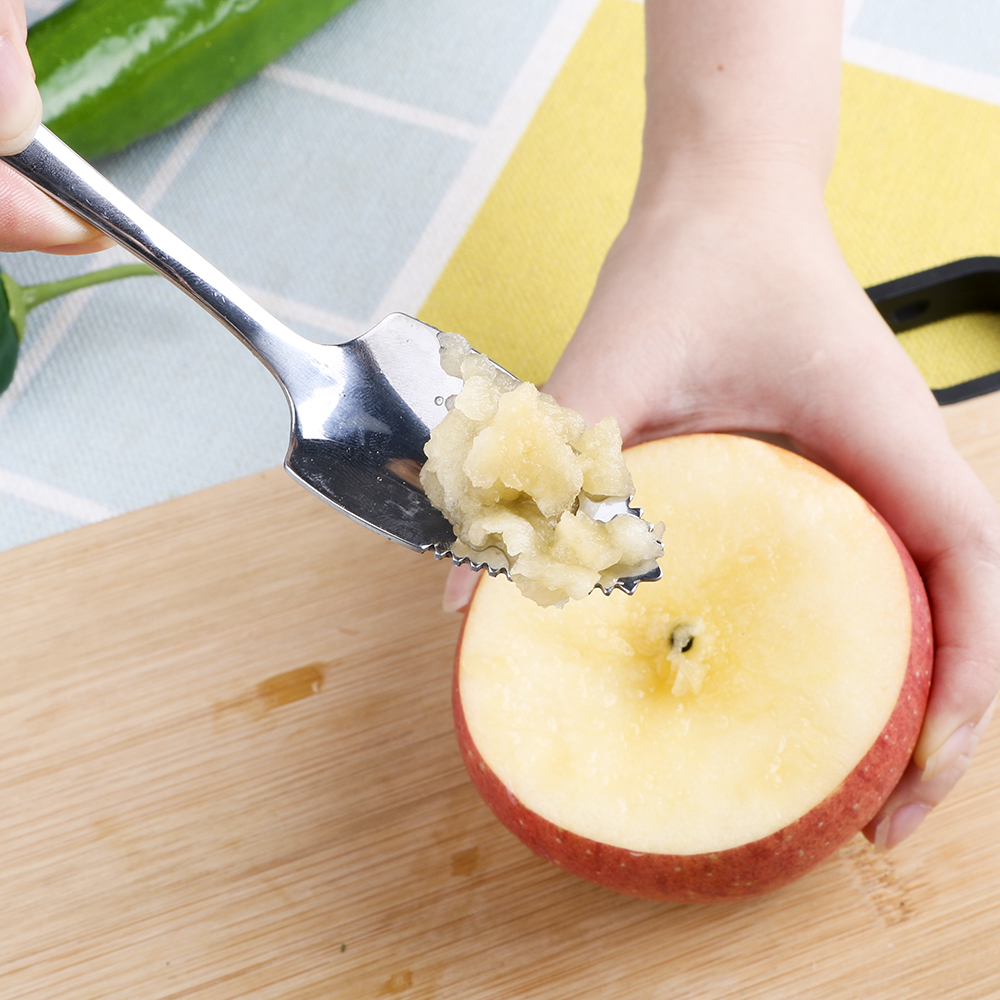 HOOMIN, cuchara para fruta, pomelo, mango largo de acero inoxidable, 15,5 cm, cuchara para té, vajilla, cubiertos, borde dentado