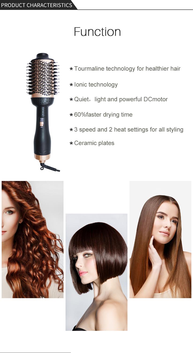2 em 1 ouro ar quente escova de ar fresco pente modelador cabelo secador 360 rotação multifunções straightner cabelo curling ferro