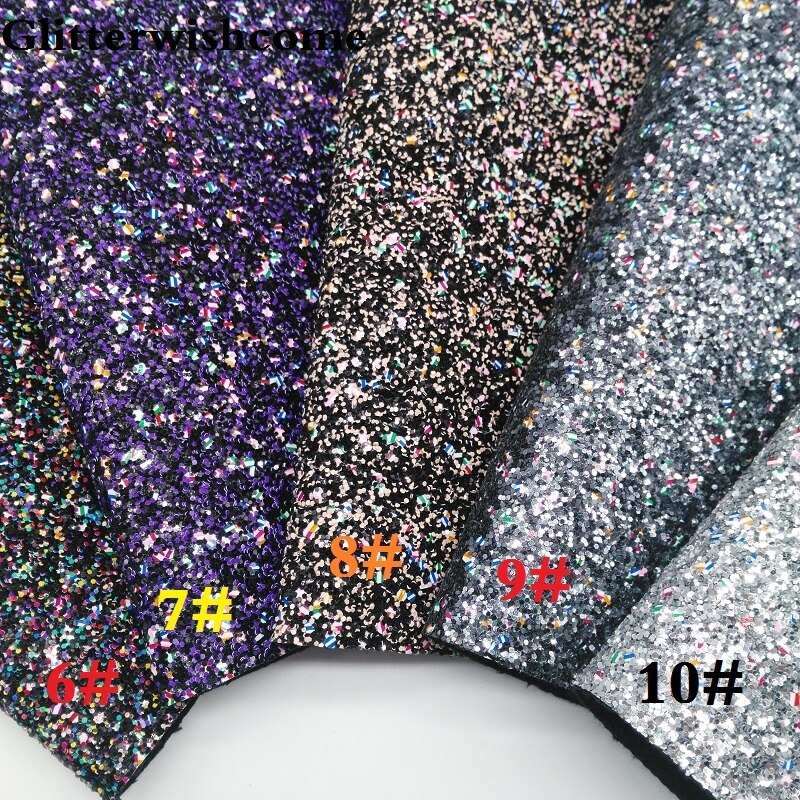 Glitterwishcome 21X29CM A4 Size Synthetisch Leer, Chunky Glitter Leer, faux PU Leer stof Vinyl voor Bows, GM037A