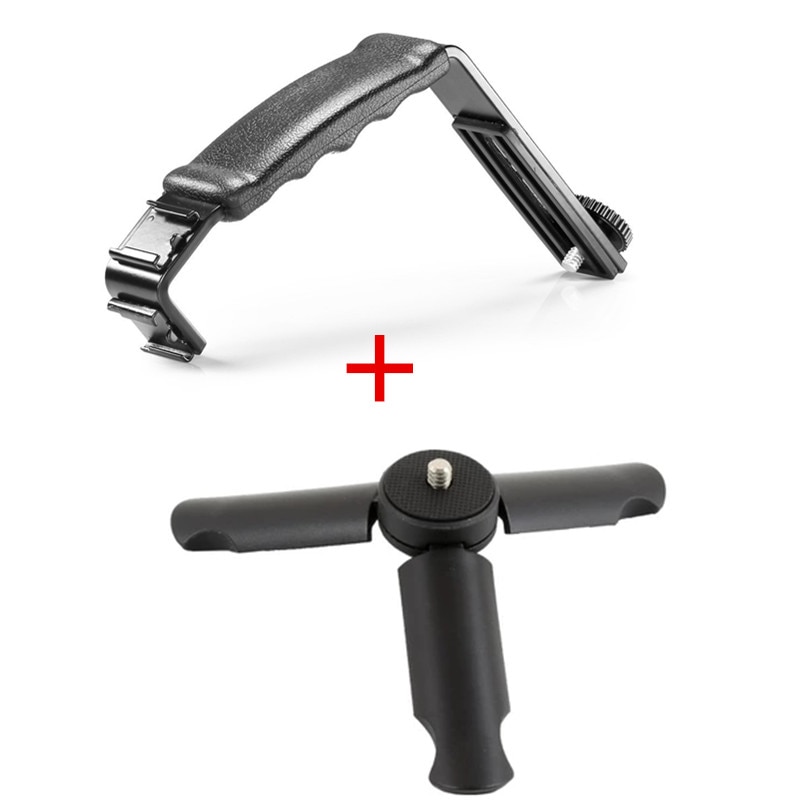 Universal- Mikrofon Stand L Halterung Kamera Griff mit 2 Schuh Anschlüsse Pro Zhiyun glatt Q/3/Dji Osmo/Ritt Videomicro