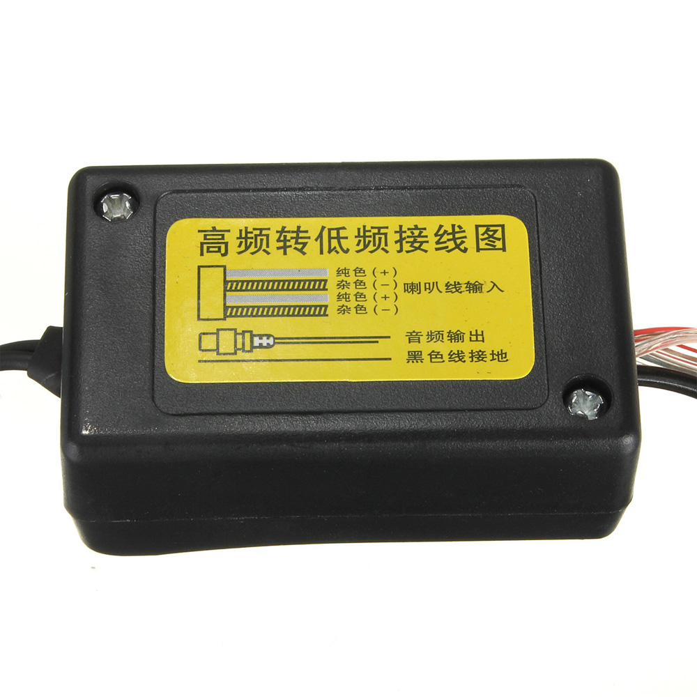 convertidor RCA de altavoz para coche de 2 canales de alto a bajo nivel, negro, duradero, con cable de tierra adecuado para coche