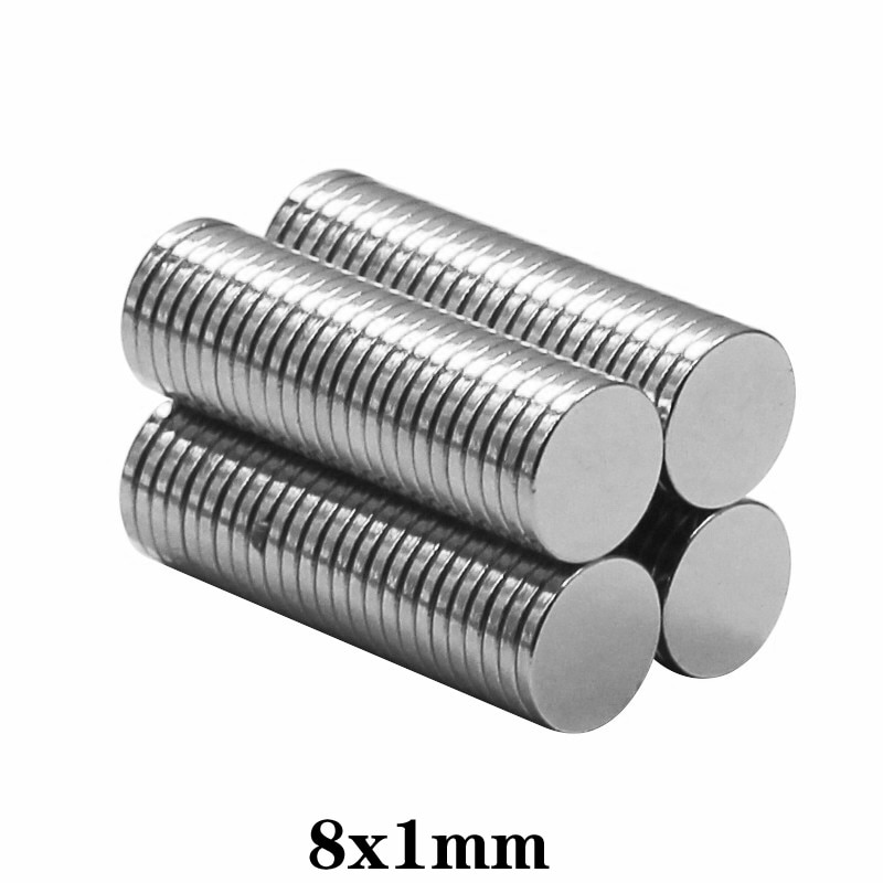 20 ~ 2000Pcs 8X1 Mm Krachtige Sterke Magnetische Magneet 8Mm X 1 Mm Permanente Neodymium Magneet disc 8X1 Mm Koelkast Kleine Ronde Magneet 8*1 Mm