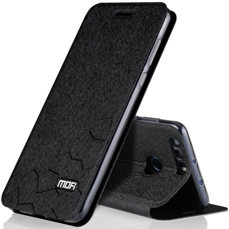 Flip Case Voor Huawei Honor 8 Case Stand Lederen Originele Pu Antiklopmiddelen Honor 8 Cover Smart Terug Fundas Silicon Honor8 coque Capa: Black
