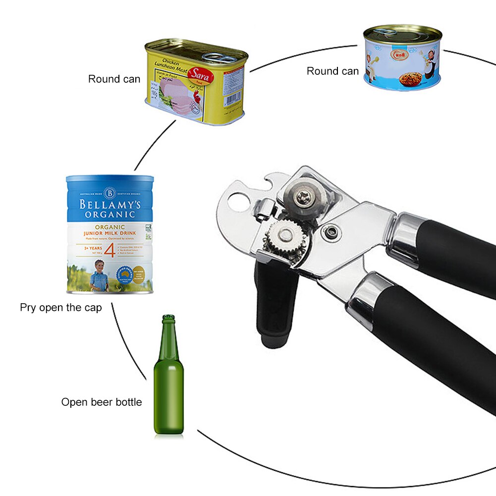 Manual Can Opener Ergonomic Side Cut Powerful Opening Tools
