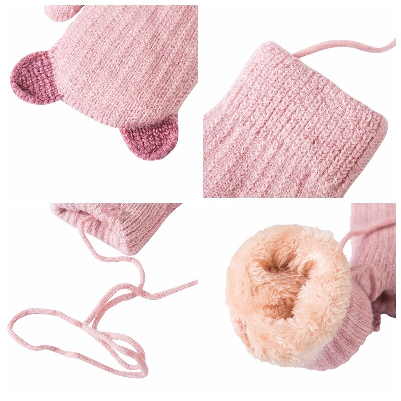 betroffen Vlies Handschuhe freundlicher Baby Mädchen Ich bin Freien Super warm Volle Finger Nette Fäustlinge Mit Nacken Schnur Herbst Winter Wolle Handschuhe neue