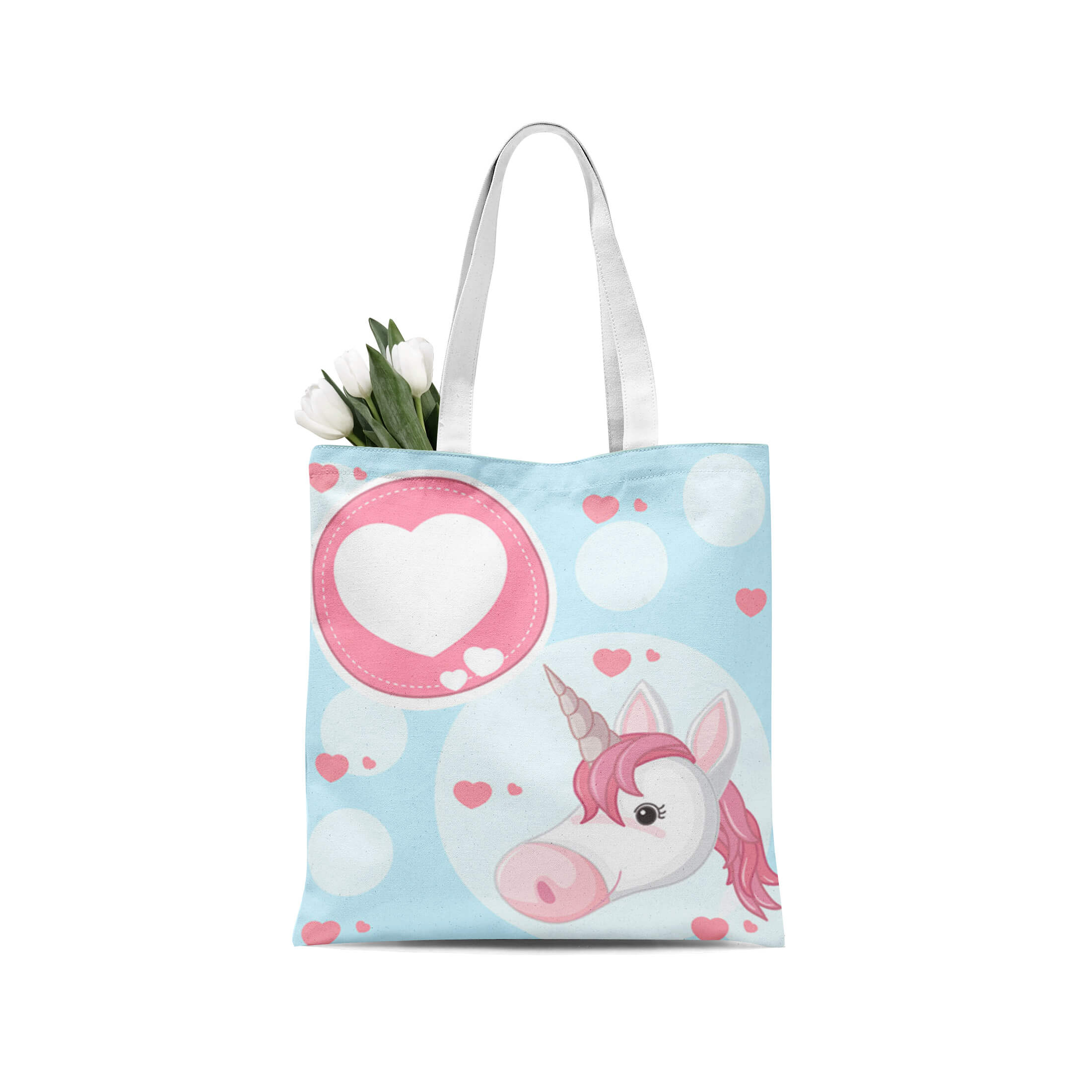 Women Handbags Cute Unicorn Print Handbags Can One Shoulder Shopping Bag Portable Folding Outdoor Beach